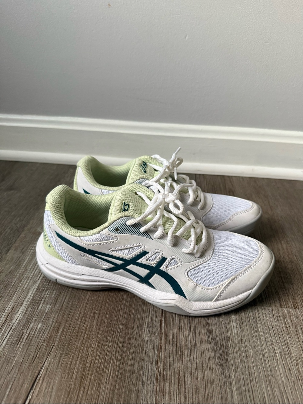 Asics Upcourt 5 Tennis Shoes White Ink Teal Gray Women’s Size 6 1072A088-102 - Picture 3 of 12